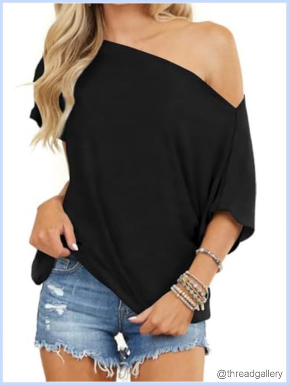 Women's Off the Shoulder Batwing Sleeve Loose Tunic Top Oversized Summer Blouse